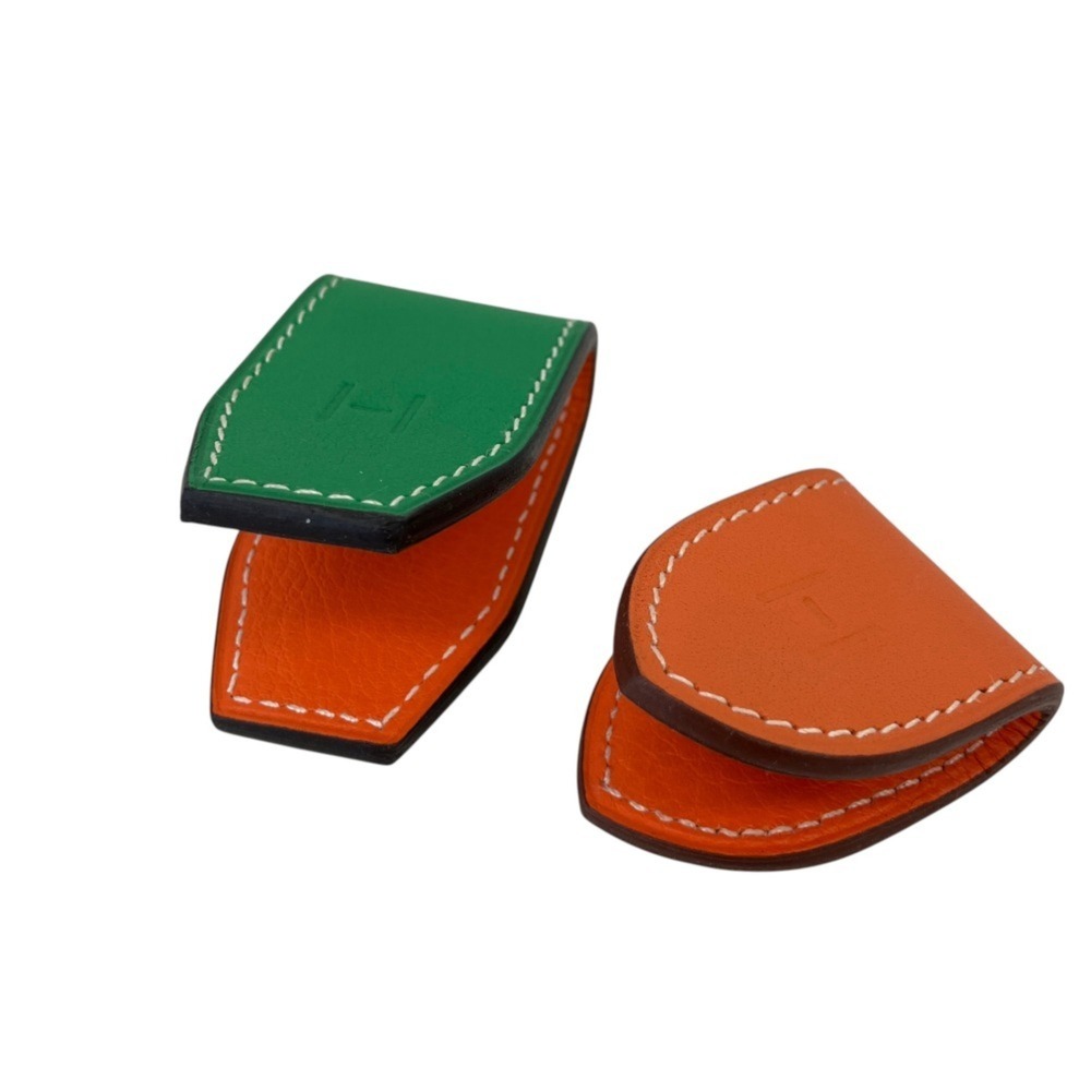 HERMES At H Magnetic Money Clip 2-Piece Set Orange x Green Men's & Women's